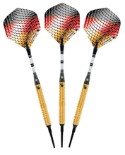 Load image into Gallery viewer, Elkadart Titanium 90% Tungsten Soft Tip Darts Gold Titanium Coating Ringed Barrel 18 Grams