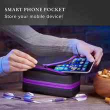 Load image into Gallery viewer, Casemaster Plazma Pro Dart Case Black with Amethyst Zipper and Phone Pocket - Top Table Sports