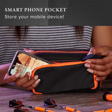 Load image into Gallery viewer, Casemaster Plazma Pro Dart Case Black with Orange Zipper and Phone Pocket - Top Table Sports