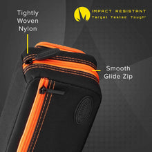 Load image into Gallery viewer, Casemaster Plazma Pro Dart Case Black with Orange Zipper and Phone Pocket - Top Table Sports