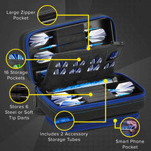 Load image into Gallery viewer, Casemaster Plazma Pro Dart Case Black with Sapphire Zipper and Phone Pocket - Top Table Sports