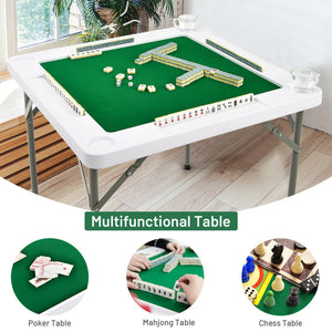 4-Player Mahjong Game Table with Iron Frame