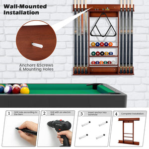 Wall-mounted Billiards Pool Cue Rack Only