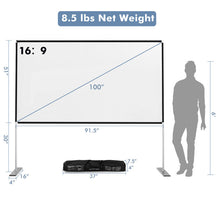 Load image into Gallery viewer, 100/120 Inch Portable Projector Screen with Stand and Carry Bag