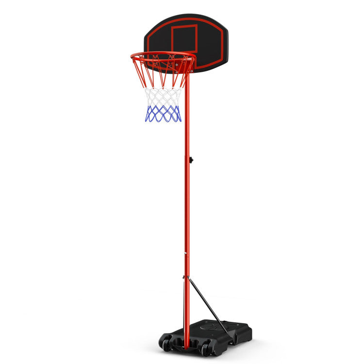 Portable basketball hoop with backboard and wheels