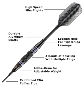 Viper Bobcat Adjustable Soft Tip Darts Purple Rings 16-18 Grams
