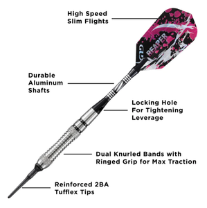 Viper Grim Reaper 80% Tungsten Soft Tip Darts Grooved Barrel 18 Grams