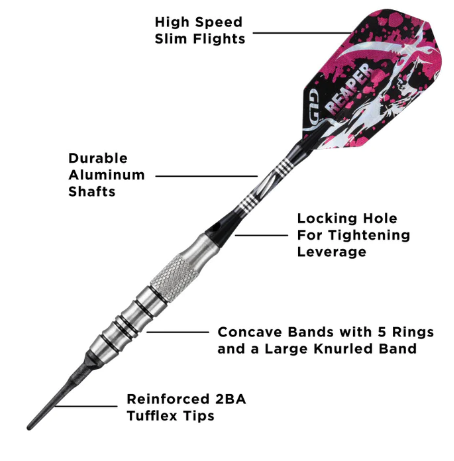 Viper Grim Reaper 80% Tungsten Soft Tip Darts Black Rings (18 grams)