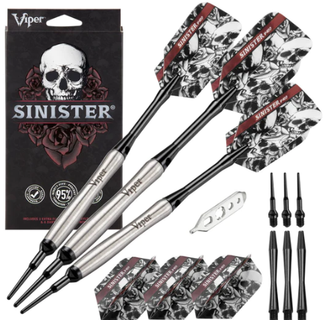 Viper Sinister Darts 95% Tungsten Soft Tip Darts Tapered Barrel 18 Grams