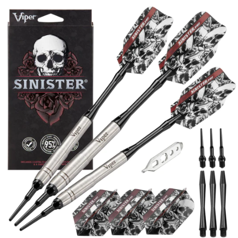 Viper Sinister Darts 95% Tungsten Soft Tip Darts Grooved Barrel 18 Grams