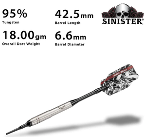 Viper Sinister Darts 95% Tungsten Soft Tip Darts Grooved Barrel 18 Grams