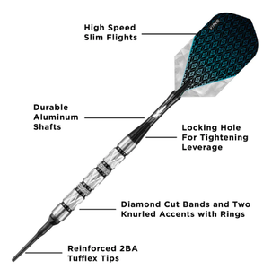 Viper Diamond Darts 90% Tungsten Soft Tip Dart Set Black Rings (16 grams)