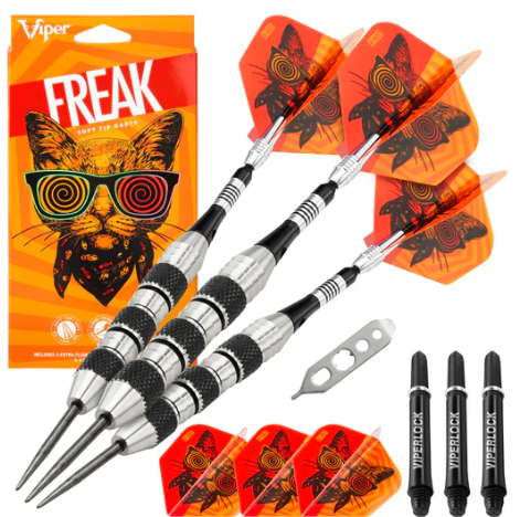 Viper The Freak Darts Steel Tip Darts Knurled and Shark Fin Barrel 22 Grams