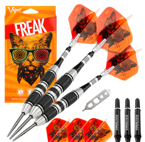 Viper The Freak Darts Steel Tip Darts 3 Knurled Rings Barrel 22 Grams