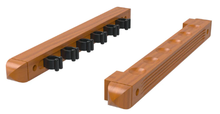 Load image into Gallery viewer, Fat Cat Oak 6 Cue 2-Piece Wall Cue Rack