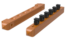 Load image into Gallery viewer, Fat Cat Oak 6 Cue 2-Piece Wall Cue Rack