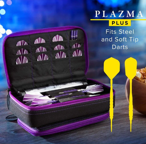 Casemaster Plazma Plus Dart Case Black with Amethyst Zipper and Phone Pocket