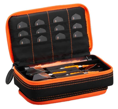 Casemaster Plazma Plus Dart Case Black with Orange Trim and Phone Pocket
