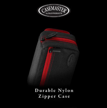 Load image into Gallery viewer, Casemaster Plazma Pro Dart Case Black with Ruby Zipper and Phone Pocket