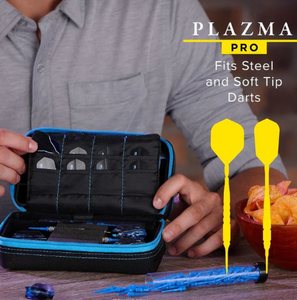 Casemaster Plazma Pro Dart Case Black with Blue Trim and Phone Pocket