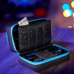 Casemaster Plazma Pro Dart Case Black with Blue Trim and Phone Pocket