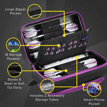 Load image into Gallery viewer, Casemaster Plazma Pro Dart Case Black with Amethyst Zipper and Phone Pocket