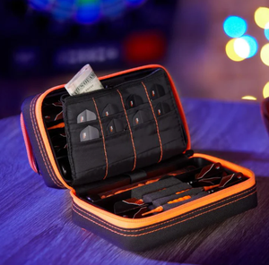 Casemaster Plazma Pro Dart Case Black with Orange Trim and Phone Pocket
