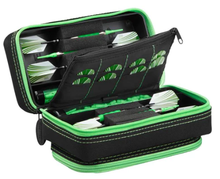 Load image into Gallery viewer, Casemaster Plazma Pro Dart Case Black with Green Trim and Phone Pocket