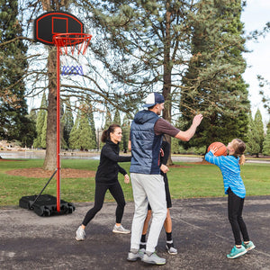 Portable basketball hoop with backboard and wheels