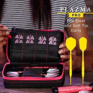Casemaster Plazma Pro Dart Case Black with Pink Zipper and Phone Pocket - Top Table Sports 