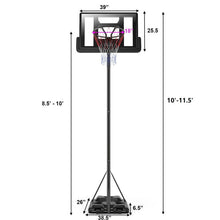 Load image into Gallery viewer, Height Adjustable Portable Shatterproof Backboard Basketball Hoop with 2 Nets
