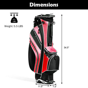 Golf Stand Cart Bag with 6-Way Divider Carry Pockets