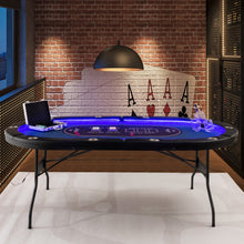 Load image into Gallery viewer, Foldable 10-Player Poker Table with LED Lights and USB Ports Ideal for Texas Casino