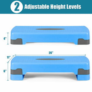 26 Inch Height Adjustable Aerobic Exercise Step Deck with Non-Slip Surface